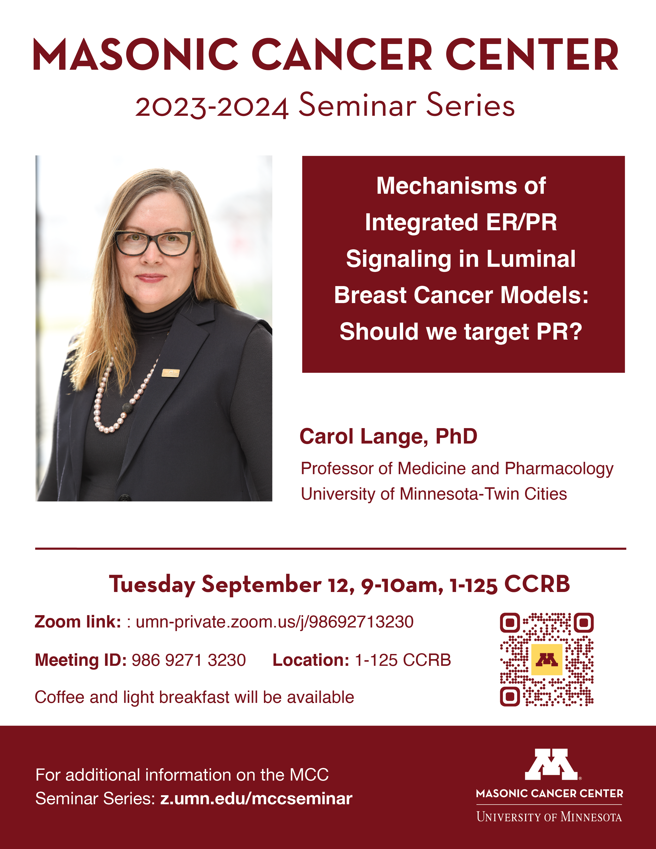 Carol Lange Seminar Flyer