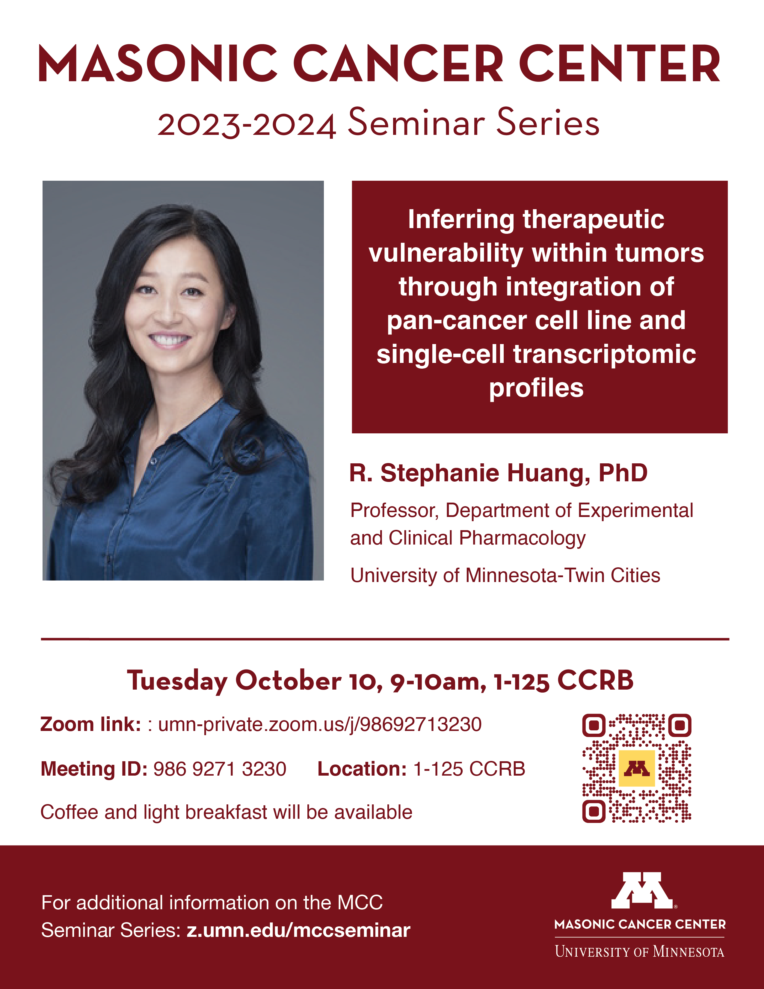 R. Stephanie Huang Seminar Flyer