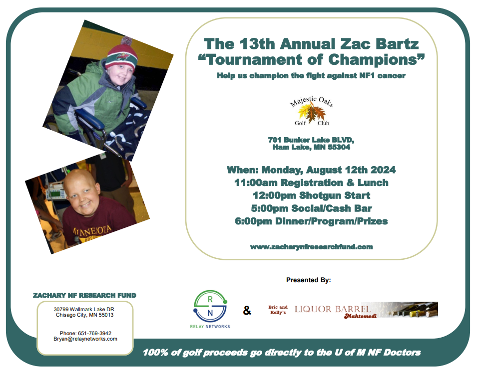 Flyer for the the 13th annual Zac Bartz “Tournament of Champions." This 